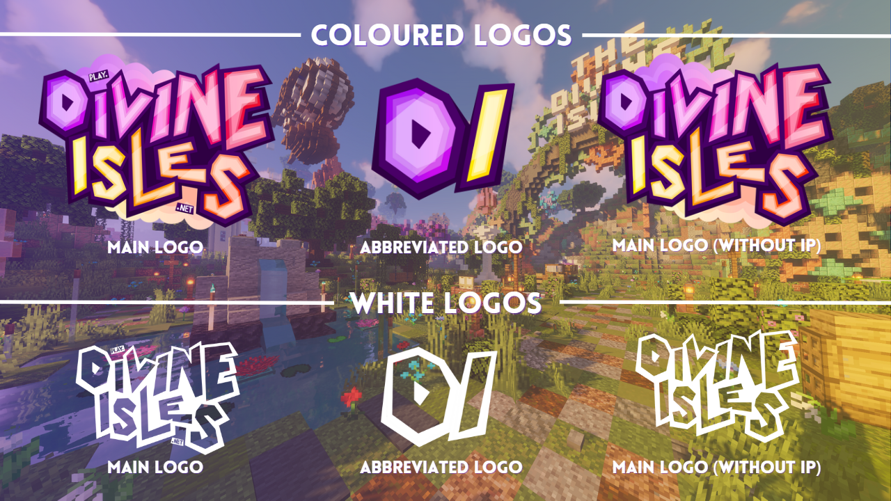 Image depicting Divine Isles new coloured and white stencil logos.